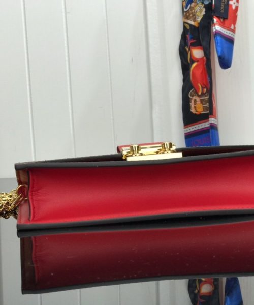 1:1 Replica Louis Vuitton Croisette Chain Wallet Damier Ebene Canvas Scarlet Red For Women, Women's Wallet 8.3in/21cm LV N60288