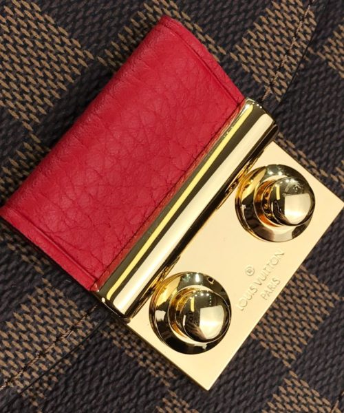 1:1 Replica Louis Vuitton Croisette Chain Wallet Damier Ebene Canvas Scarlet Red For Women, Women's Wallet 8.3in/21cm LV N60288