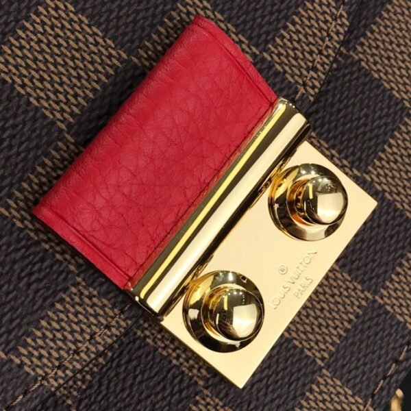 Louis Vuitton Croisette Chain Wallet Damier Ebene Canvas Scarlet Red For Women, Women's Wallet 8.3in/21cm LV N60288