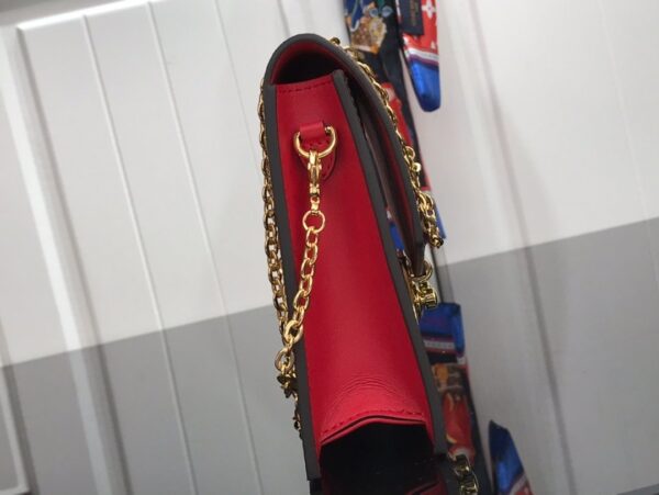 Louis Vuitton Croisette Chain Wallet Damier Ebene Canvas Scarlet Red For Women, Women's Wallet 8.3in/21cm LV N60288