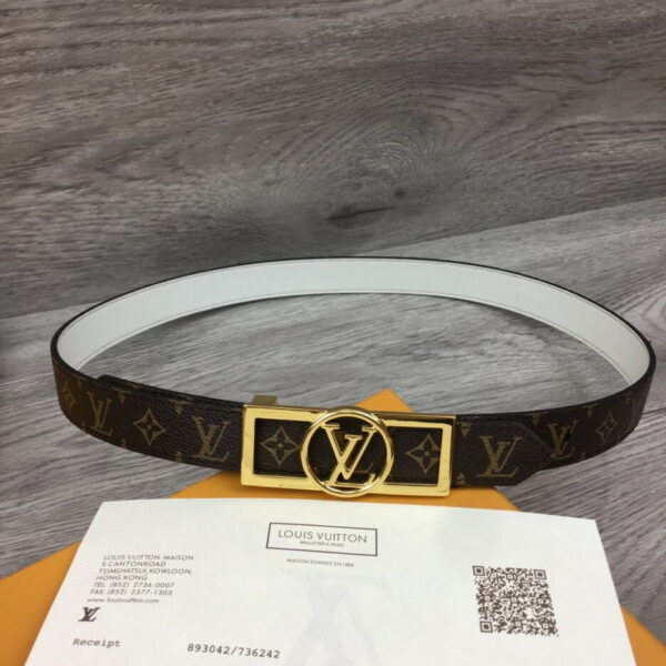 1:1 Replica Louis Vuitton Dauphine Reversible Belt Monogram Canvas, LV Women Belt