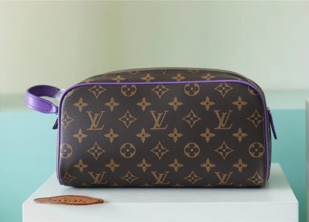 1:1 Replica Louis Vuitton Dopp Kit Poche Toilette Monogram Canvas By Virgil Abloh's Minty /Purple For Women, Women's Wallets 11in/28cm LV 