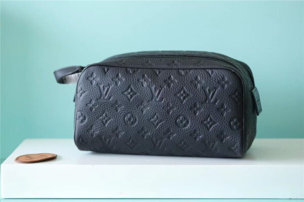Louis Vuitton Dopp Kit Toilet Pouch Monogram Empreinte Black For Women, Women's Wallets 11in/28cm LV