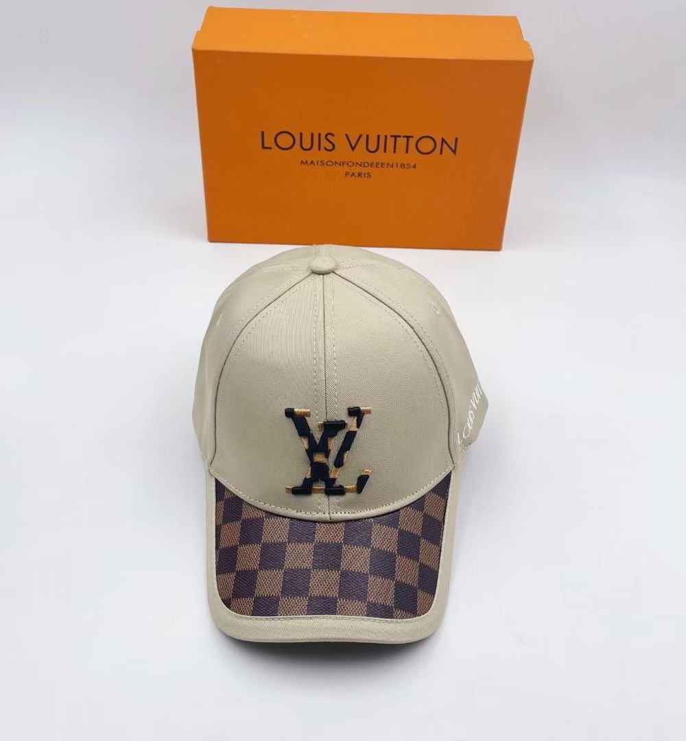Louis Vuitton Embroidered Logo Baseball Cap Beige LV Cap