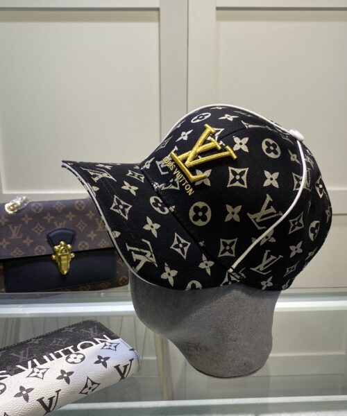 Louis Vuitton Embroidered Logo Baseball Cap Black LV Cap