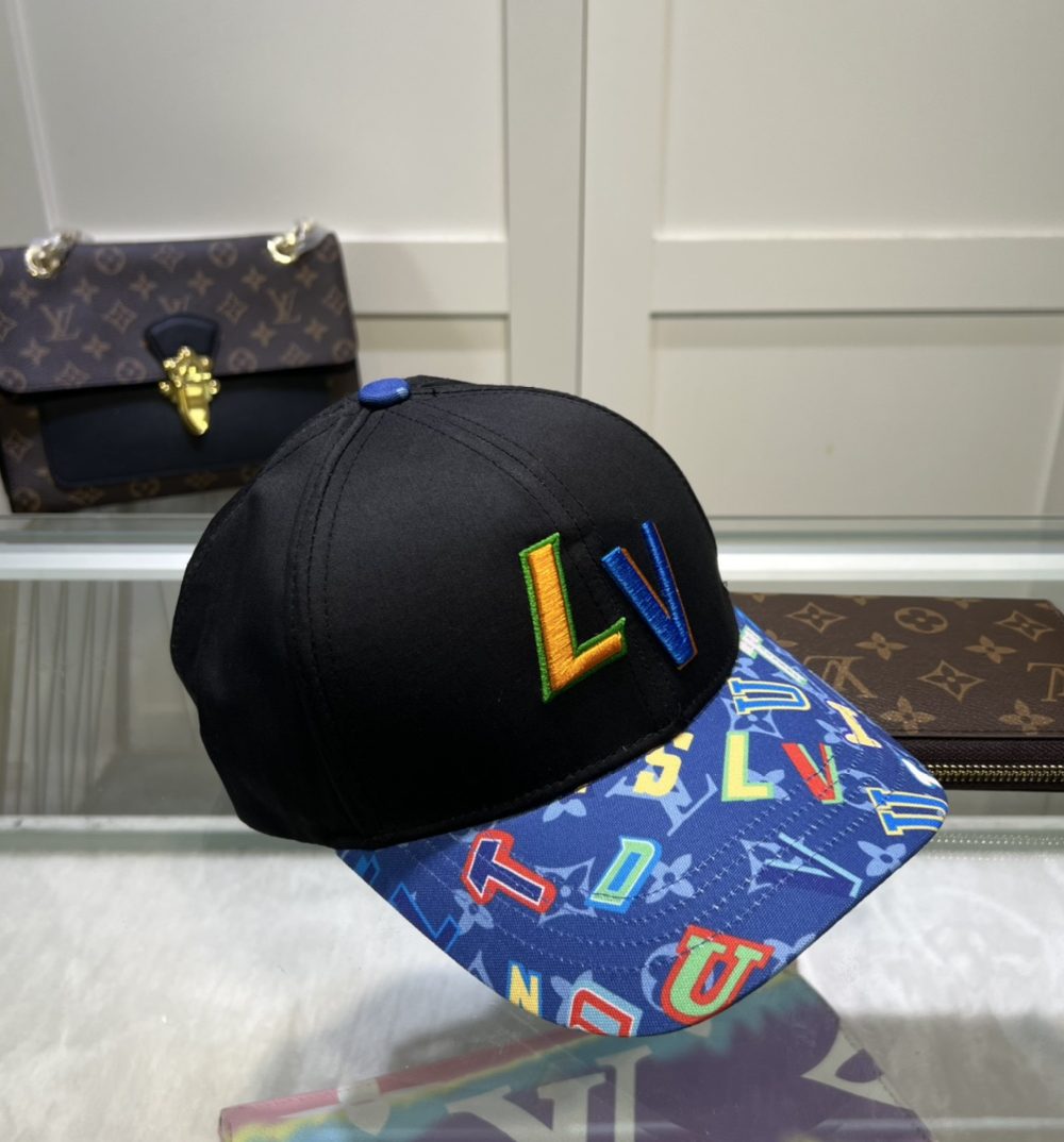 Louis Vuitton Embroidered Logo Baseball Cap Black LV Cap