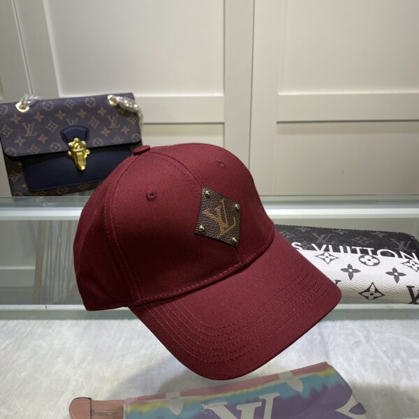 Louis Vuitton Embroidered Logo Baseball Cap Burgundy LV Cap
