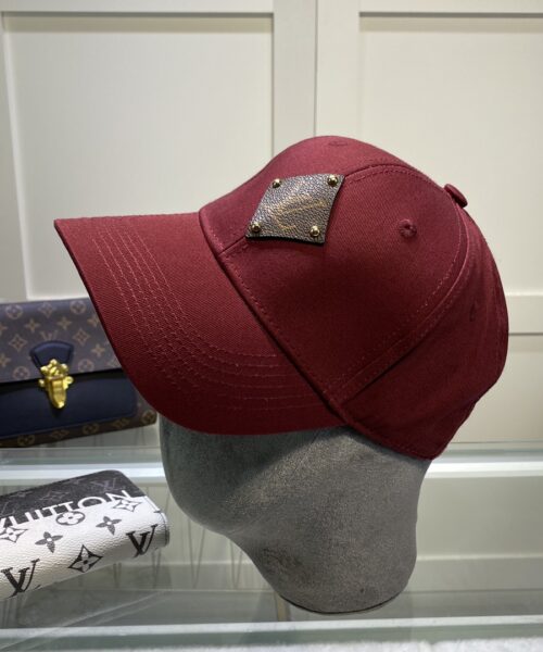 Louis Vuitton Embroidered Logo Baseball Cap Burgundy LV Cap