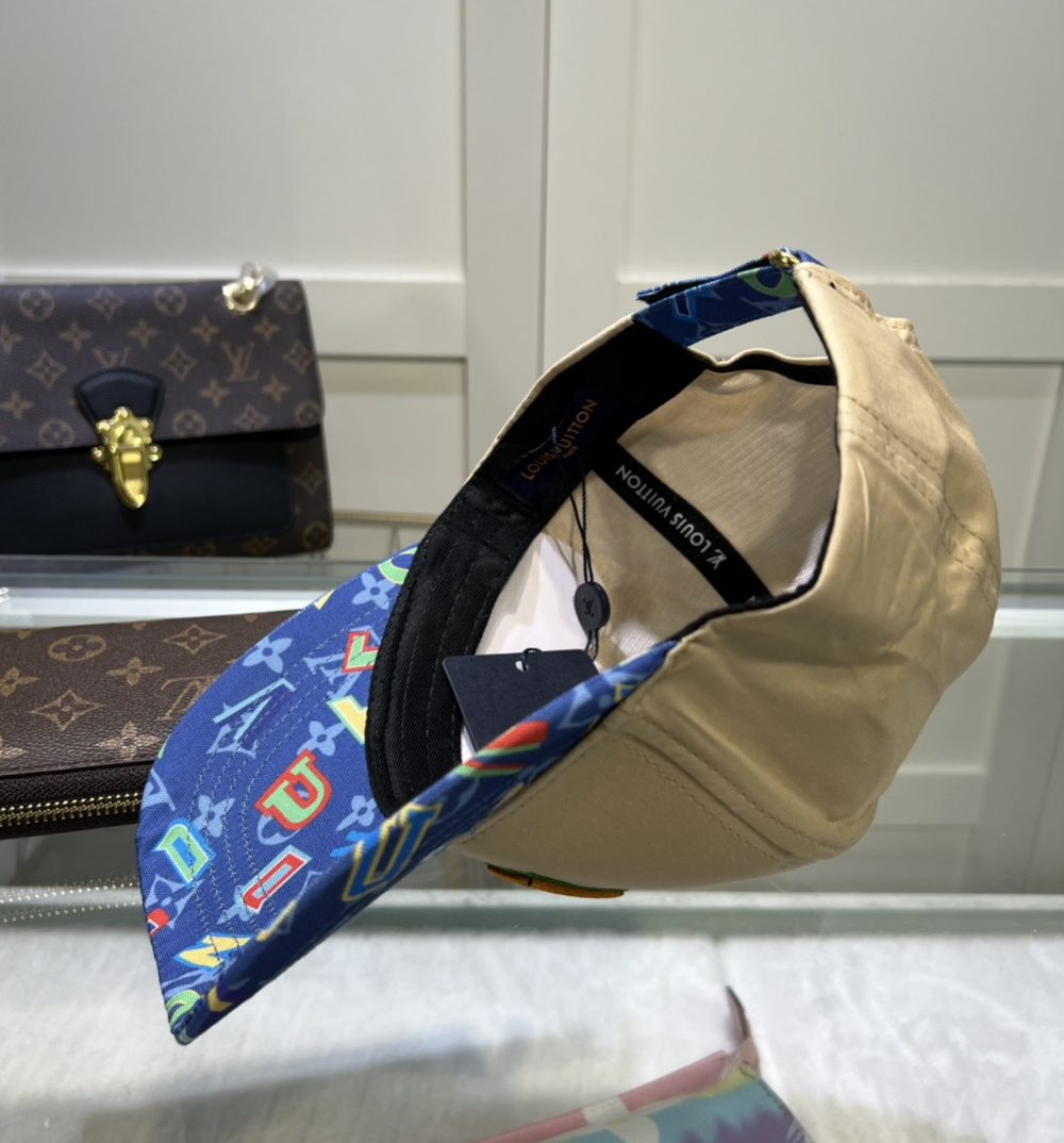 Louis Vuitton Embroidered Logo Baseball Cap Cream LV Cap