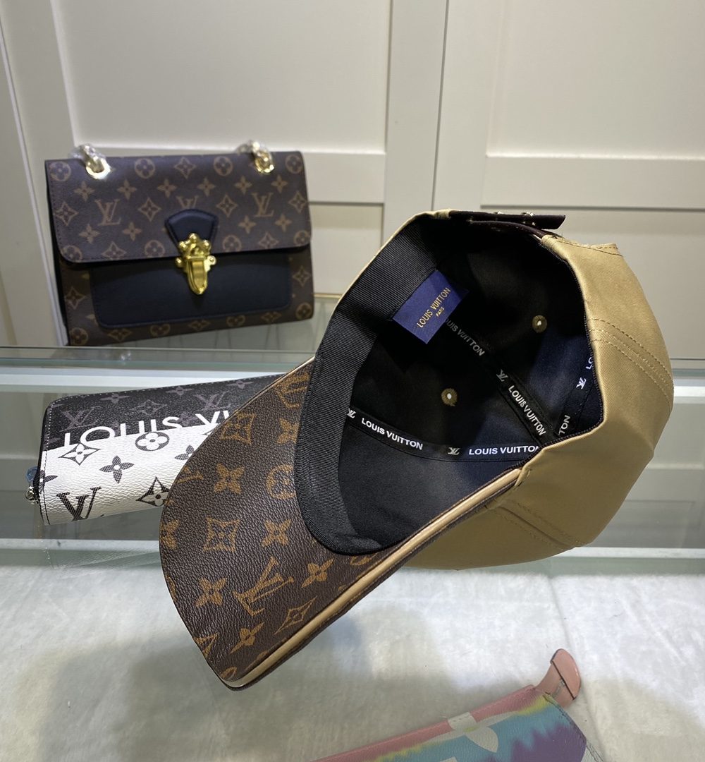 Louis Vuitton Embroidered Logo Baseball Cap Gold/Brown LV Cap