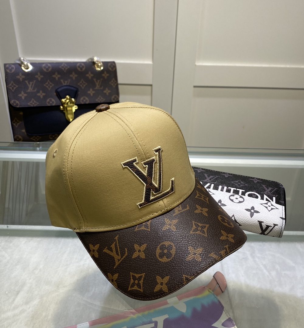 Louis Vuitton Embroidered Logo Baseball Cap Gold/Brown LV Cap