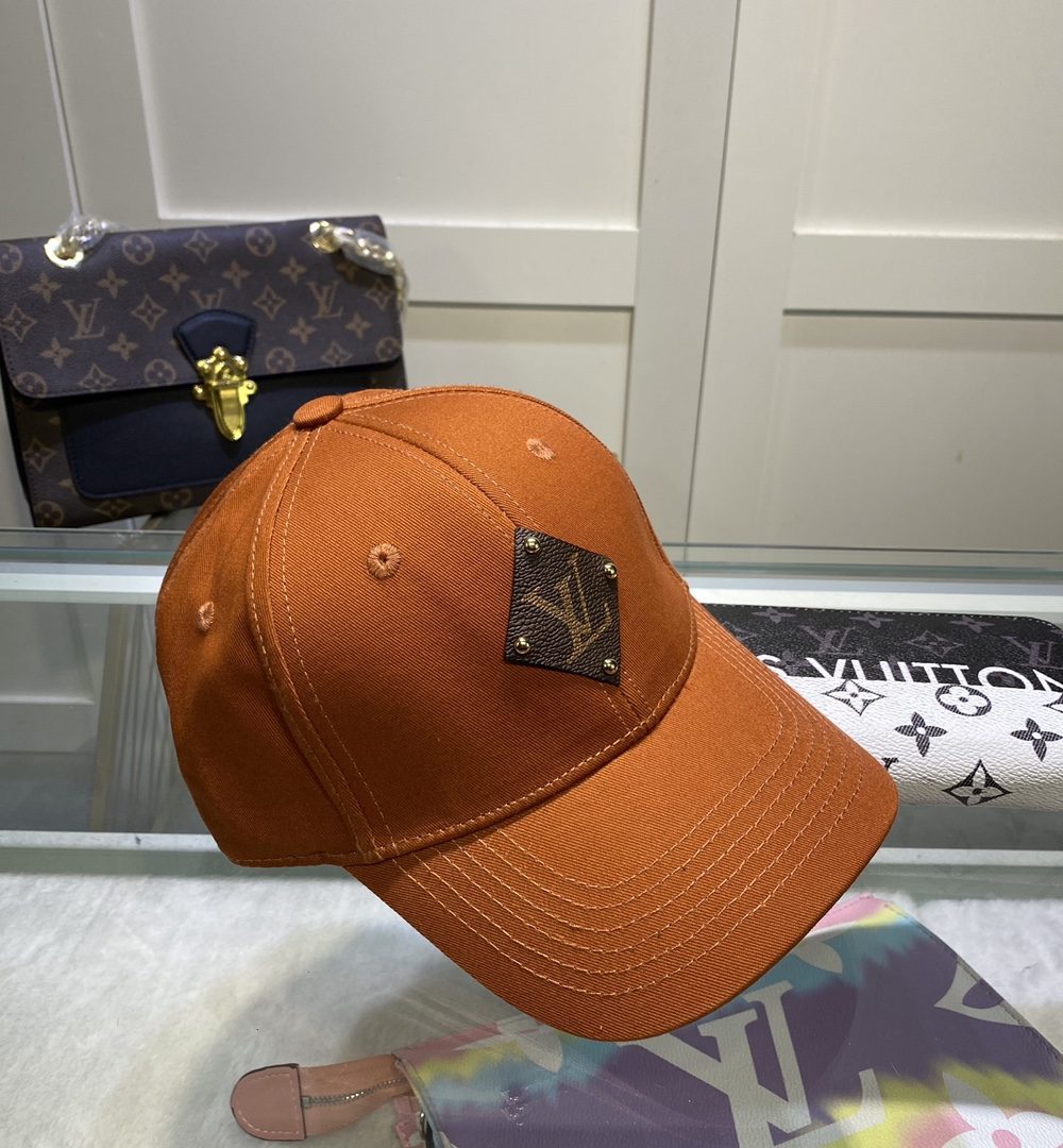 Louis Vuitton Embroidered Logo Baseball Cap Orange LV Cap