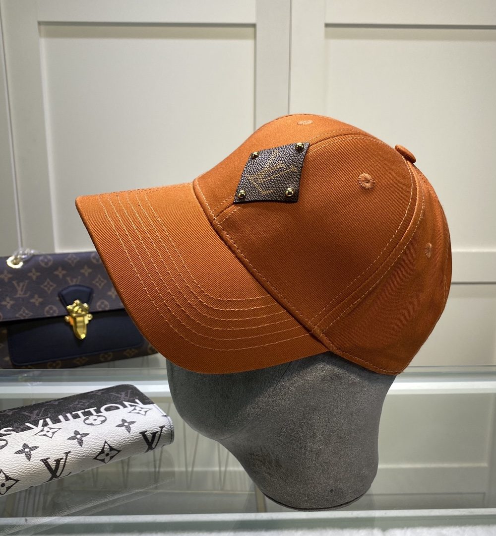 Louis Vuitton Embroidered Logo Baseball Cap Orange LV Cap