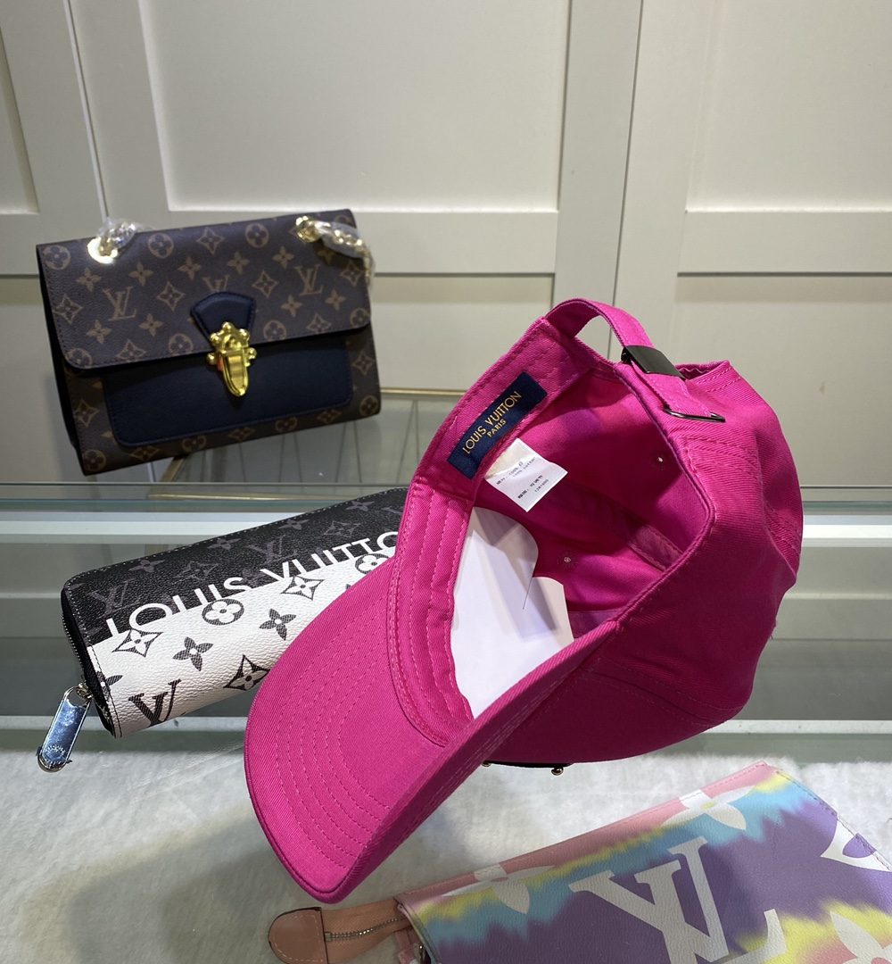 Louis Vuitton Embroidered Logo Baseball Cap Pink LV Cap