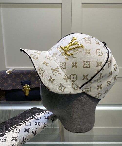Louis Vuitton Embroidered Logo Baseball Cap White LV Cap