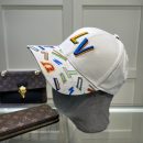 Louis Vuitton Embroidered Logo Baseball Cap White LV Cap
