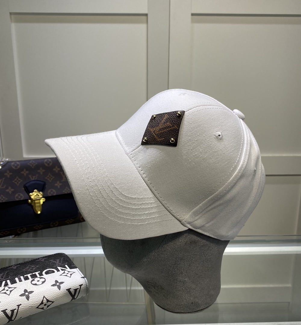 Louis Vuitton Embroidered Logo Baseball Cap White LV Cap