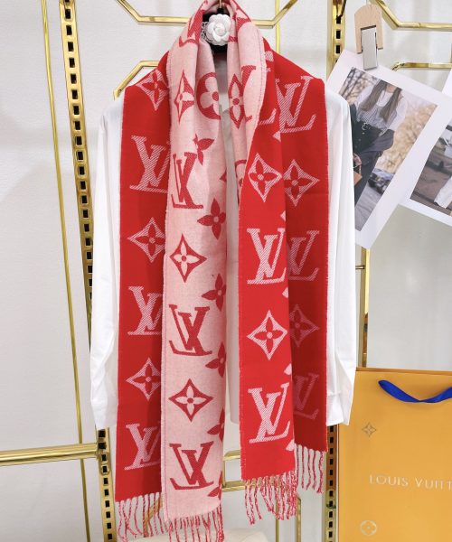 Louis Vuitton Essential Monogram Red/Rose Scarf 180cm/71in