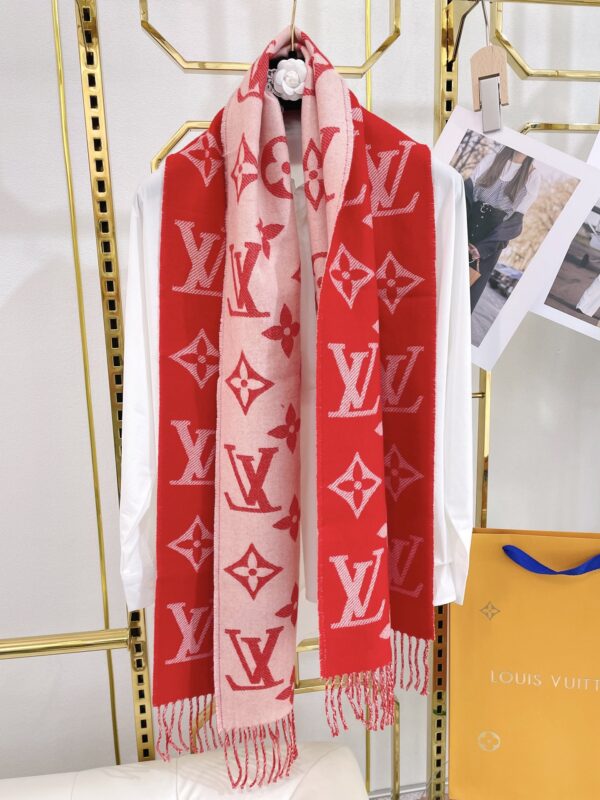 Louis Vuitton Essential Monogram Red/Rose Scarf 180cm/71in