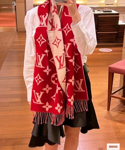 Louis Vuitton Essential Monogram Red/Rose Scarf 180cm/71in