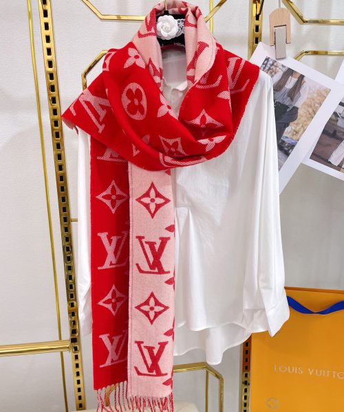 Louis Vuitton Essential Monogram Red/Rose Scarf 180cm/71in