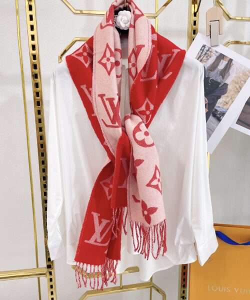 Louis Vuitton Essential Monogram Red/Rose Scarf 180cm/71in