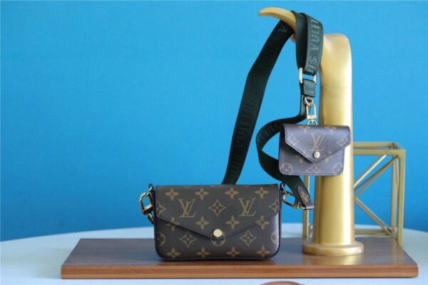 Louis Vuitton Felicie Strap & Go Monogram Canvas Khaki Green For Women, Women's Wallets 6.7in/17cm LV M80091
