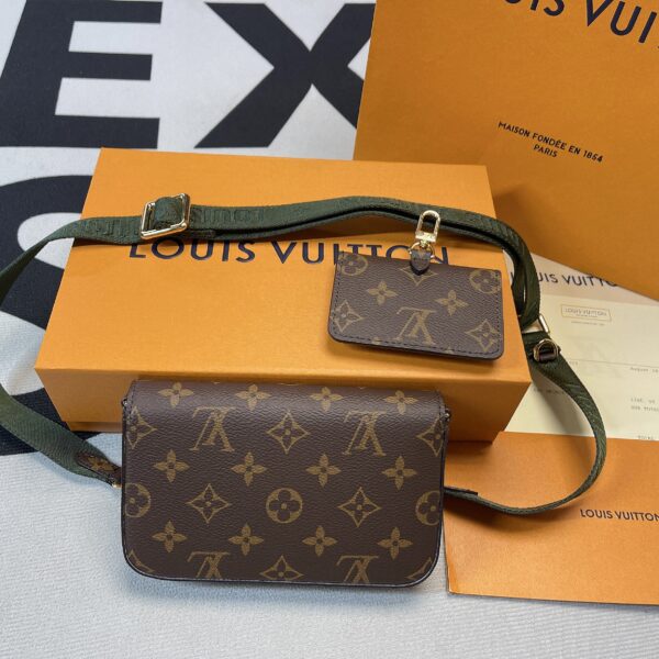 Louis Vuitton Felicie Strap & Go Monogram Canvas Khaki Green For Women, Women's Wallets 6.7in/17cm LV M80091