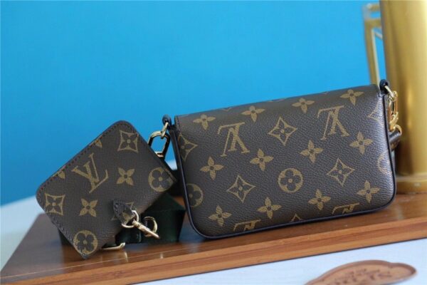 Louis Vuitton Felicie Strap & Go Monogram Canvas Khaki Green For Women, Women's Wallets 6.7in/17cm LV M80091