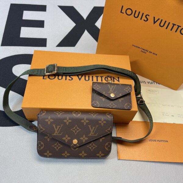 Louis Vuitton Felicie Strap & Go Monogram Canvas Khaki Green For Women, Women's Wallets 6.7in/17cm LV M80091