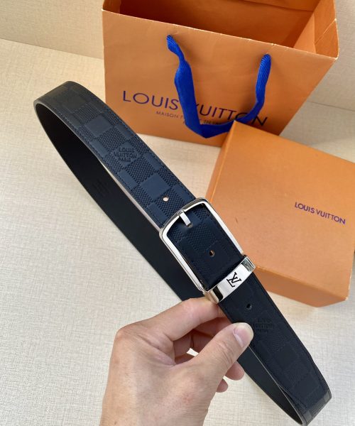 1:1 Replica Louis Vuitton Iconic Reversible LV Belt Black LV Women Belt