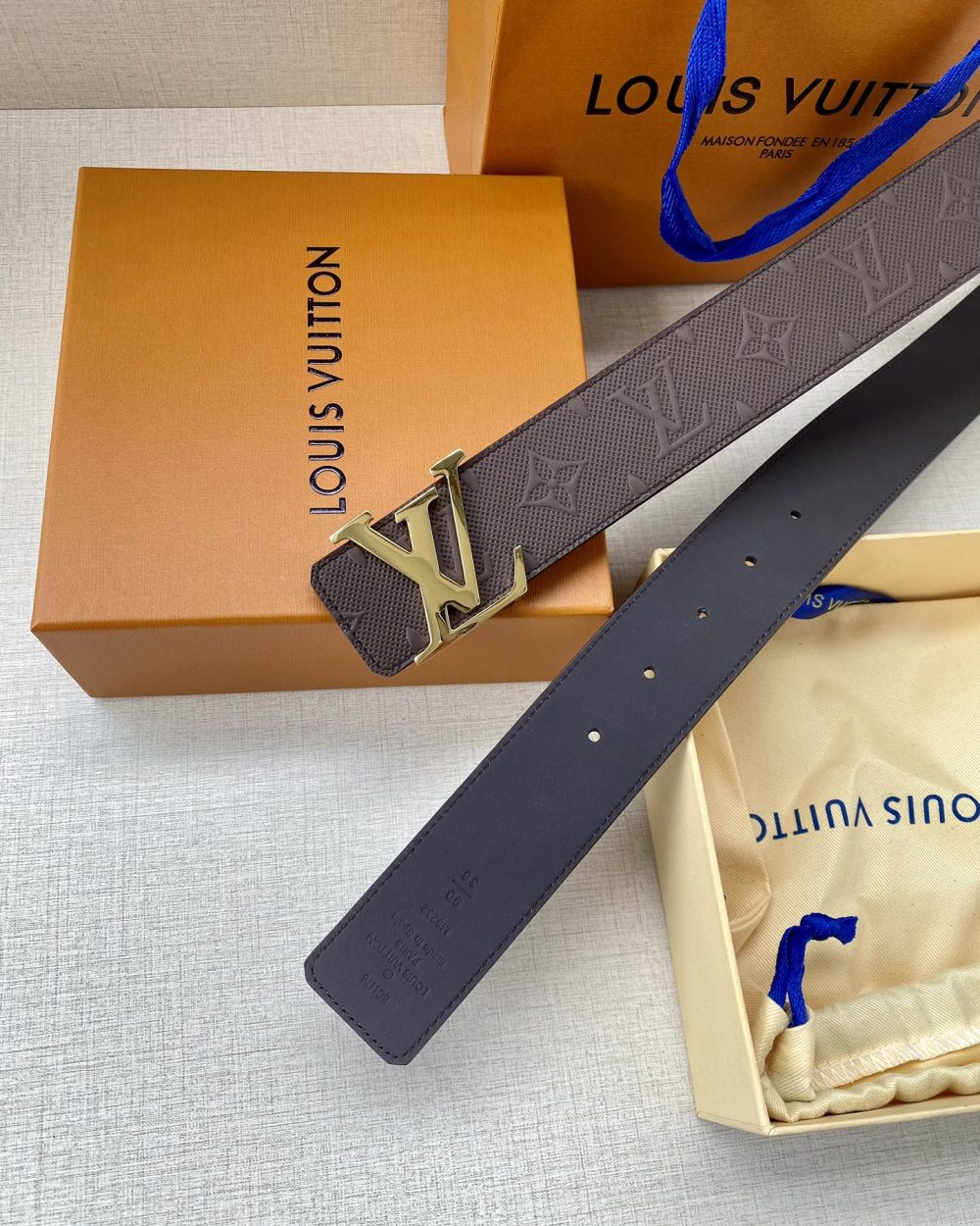 1:1 Replica Louis Vuitton Iconic Reversible LV Belt Brown LV Women Belt