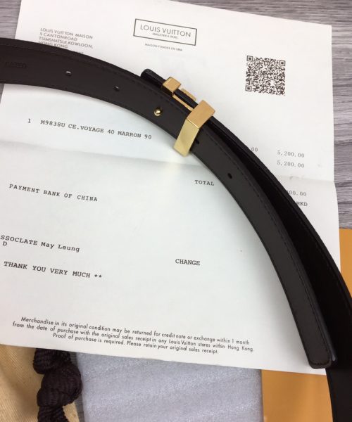 1:1 Replica Louis Vuitton Iconic Reversible LV Belt Damier Brown Black With Gold Metal Buckle LV Women Belt