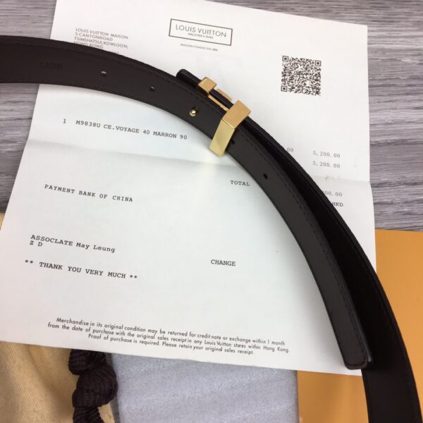 1:1 Replica Louis Vuitton Iconic Reversible LV Belt Damier Brown Black With Gold Metal Buckle LV Women Belt