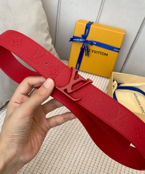 1:1 Replica Louis Vuitton Iconic Reversible LV Belt Red LV Women Belt