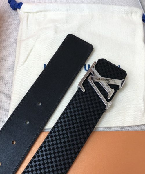 1:1 Replica Louis Vuitton Initiales LV Belt Damier Black With Silver Buckle LV Women Belt