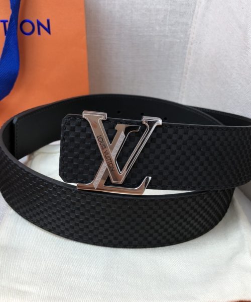 1:1 Replica Louis Vuitton Initiales LV Belt Damier Black With Silver Buckle LV Women Belt
