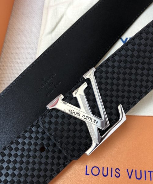 1:1 Replica Louis Vuitton Initiales LV Belt Damier Black With Silver Buckle LV Women Belt