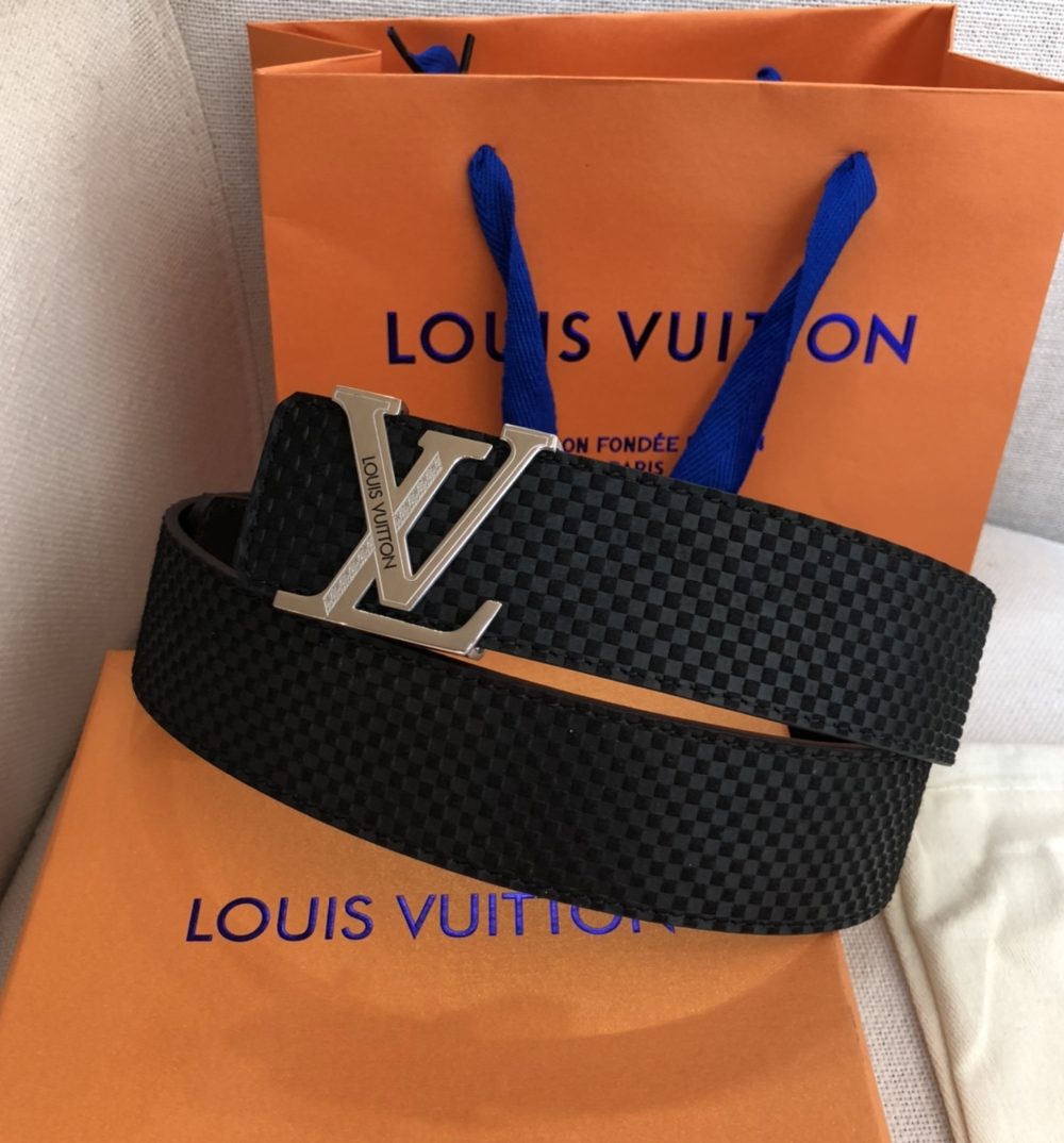 1:1 Replica Louis Vuitton Initiales LV Belt Damier Black With Silver Buckle LV Women Belt