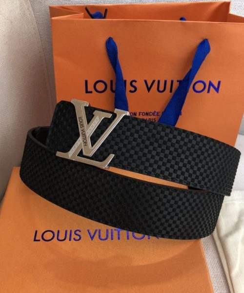 1:1 Replica Louis Vuitton Initiales LV Belt Damier Black With Silver Buckle LV Women Belt