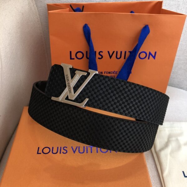 1:1 Replica Louis Vuitton Initiales LV Belt Damier Black With Silver Buckle LV Women Belt