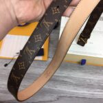 1:1 Replica Louis Vuitton Initiales LV Belt Monogram Canvas Brown With Gold Metal Buckle LV Women Belt