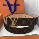 1:1 Replica Louis Vuitton Initiales LV Belt Monogram Canvas Gold Toned Hardware, LV Women Belt
