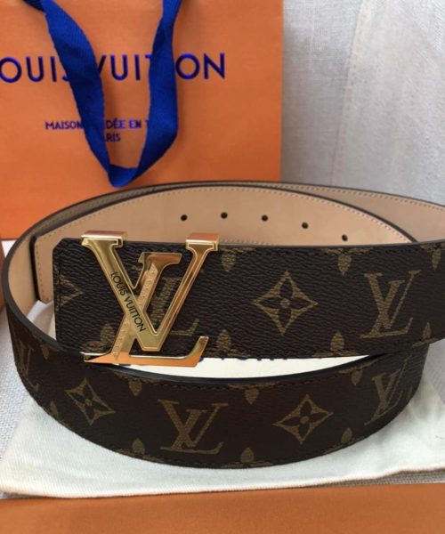 1:1 Replica Louis Vuitton Initiales LV Belt Monogram Canvas Gold Toned Hardware, LV Women Belt