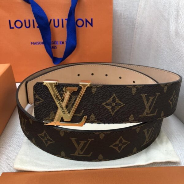 1:1 Replica Louis Vuitton Initiales LV Belt Monogram Canvas Gold Toned Hardware, LV Women Belt