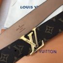 1:1 Replica Louis Vuitton Initiales LV Belt Monogram Canvas Gold Toned Hardware, LV Women Belt