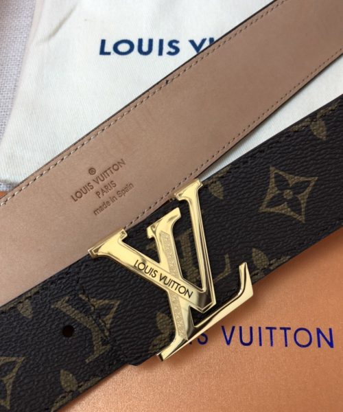 1:1 Replica Louis Vuitton Initiales LV Belt Monogram Canvas Gold Toned Hardware, LV Women Belt