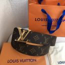 1:1 Replica Louis Vuitton Initiales LV Belt Monogram Canvas Gold Toned Hardware, LV Women Belt