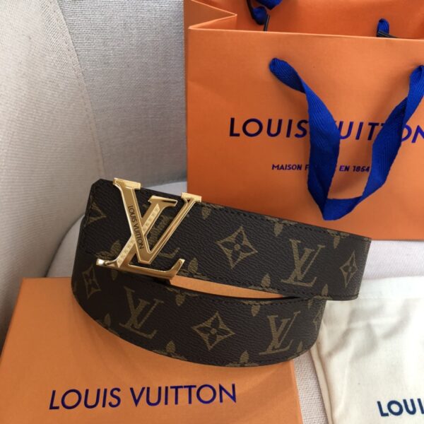 1:1 Replica Louis Vuitton Initiales LV Belt Monogram Canvas Gold Toned Hardware, LV Women Belt