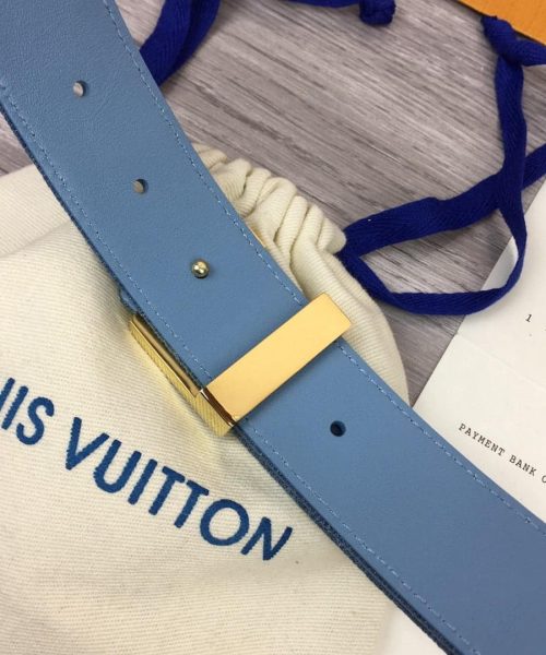 1:1 Replica Louis Vuitton Initiales Reversible Belt Monogram Denim Gold Toned Hardware LV Women Belt